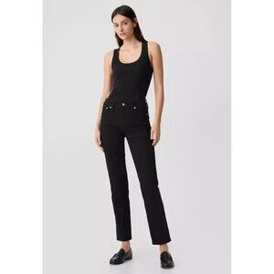 New Gap Classic Straight Stretch Mid-Rise 5-pocket Black Denim Jeans Size 2 NWT